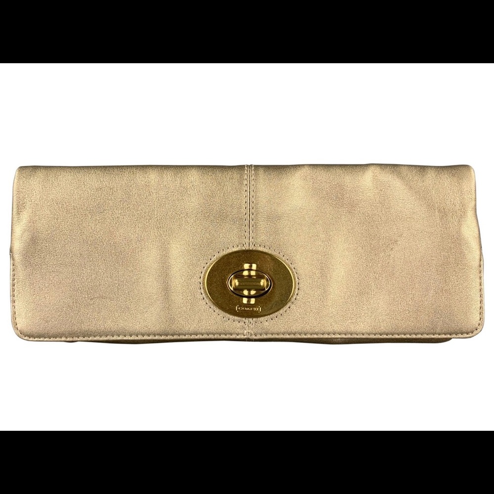 COACH Gold Leather Clutch